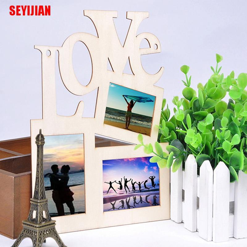 Khung ảnh bằng gỗ phối chữ Love trang trí nhà cửa DIY tiện lợi