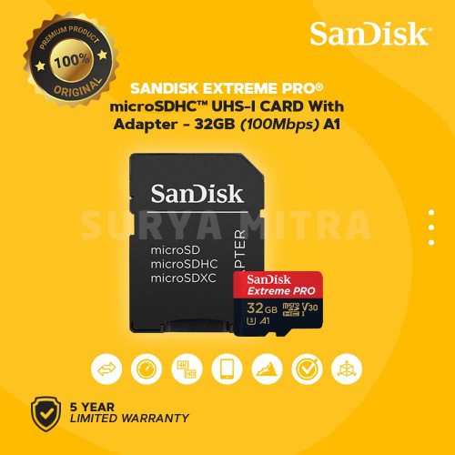 Thẻ Nhớ Sandisk 32gb U3 V30 Extreme Pro 100mb / S Micro Sdhc | BigBuy360 - bigbuy360.vn