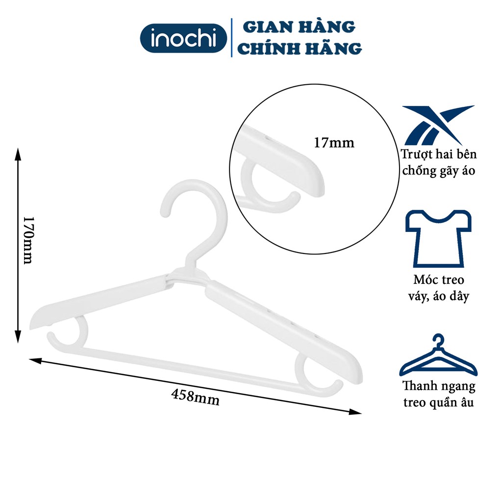 Set 5 Móc Áo quần áo Trượt  Hara 178 INOCHI giúp quần áo gọn gàng với thiết kế chắc chắn MA178