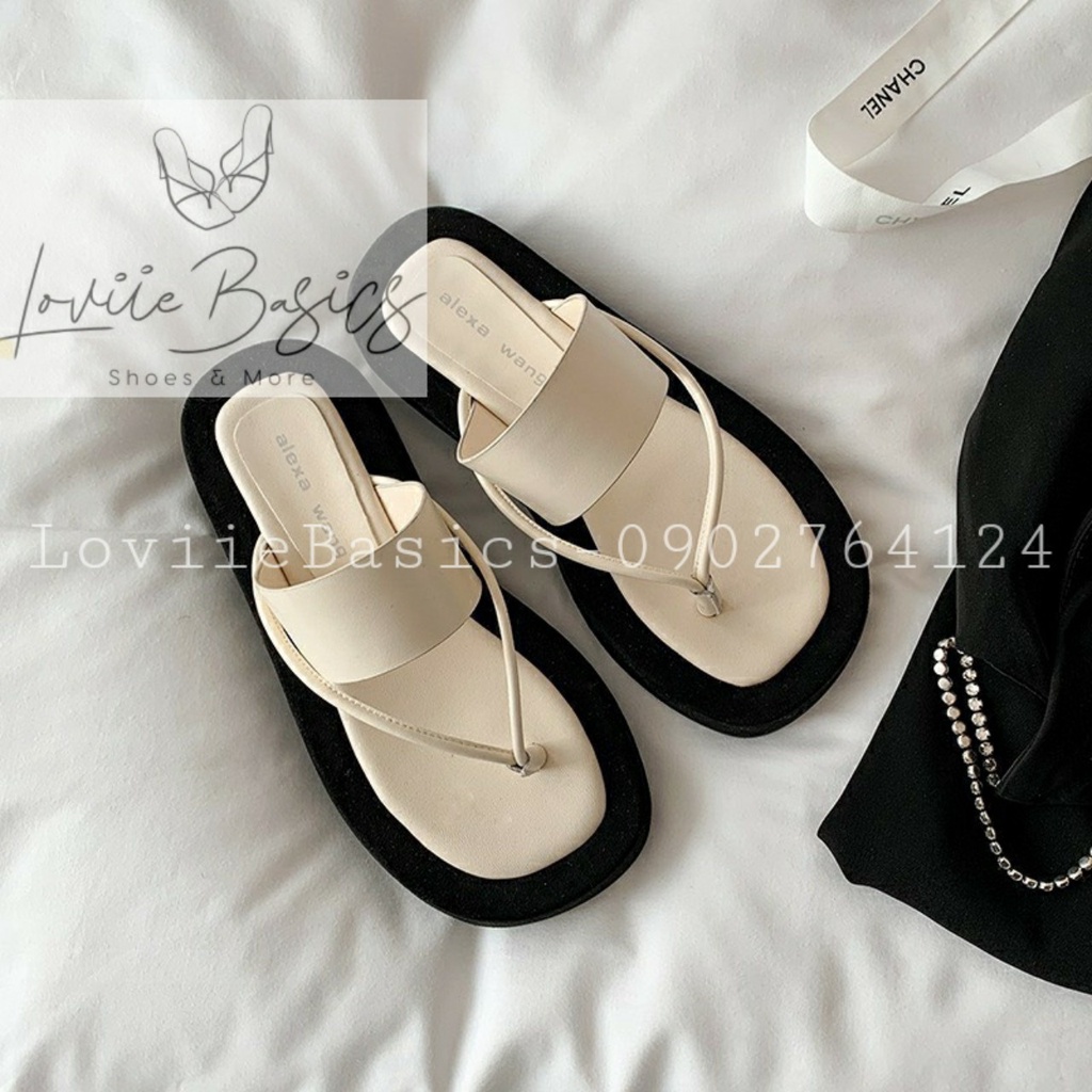 DÉP NỮ LOVIIE BASICS - DÉP THỜI TRANG QUAI NGANG - DÉP BÁNH MÌ ĐẾ THẤP 3 PHÂN D220421