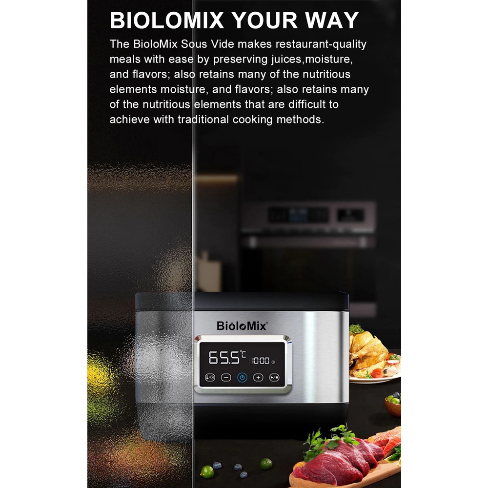 Máy nấu chậm Sous vide BioloMix LS-SV03A thế hệ thứ 6 tích hợp thùng nấu 8L