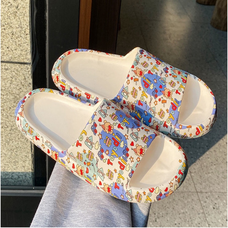 Dép đúc đế cao bánh mì họa tiết con vật cute dép Hàn Quốc nam nữ dễ thương đi chơi biển giá rẻ chụp ảnh cá tính