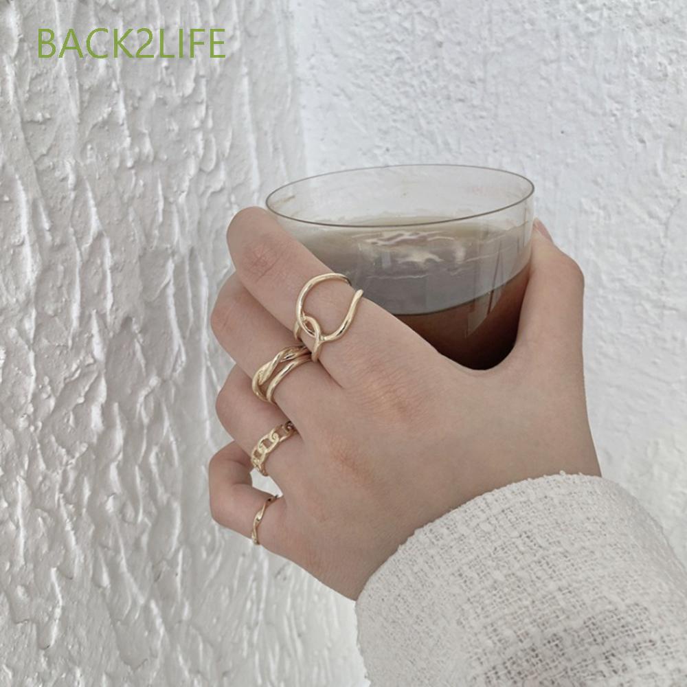 Bộ 5 nhẫn đeo ngón trỏ thiết kế đơn giản cá tính phong cách Hàn Quốc cho nữ BACK2LIFE