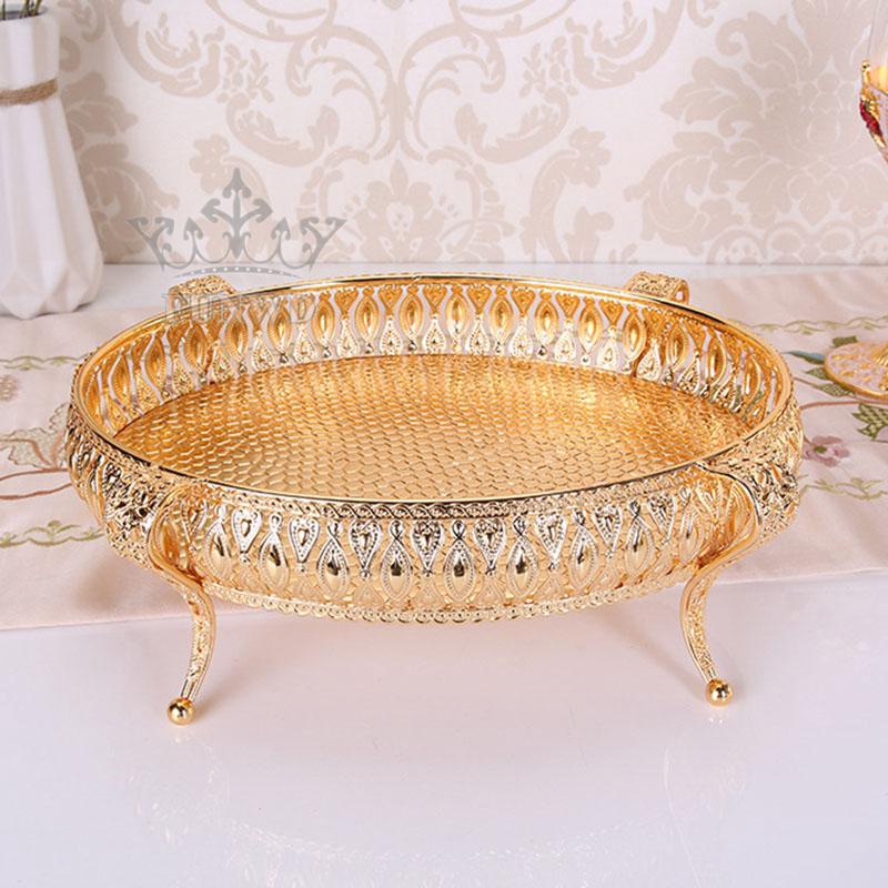 Khay Đựng Thức Ăn Bằng Sắt Mạ Vàng 20cm Phong Cách Vintage
