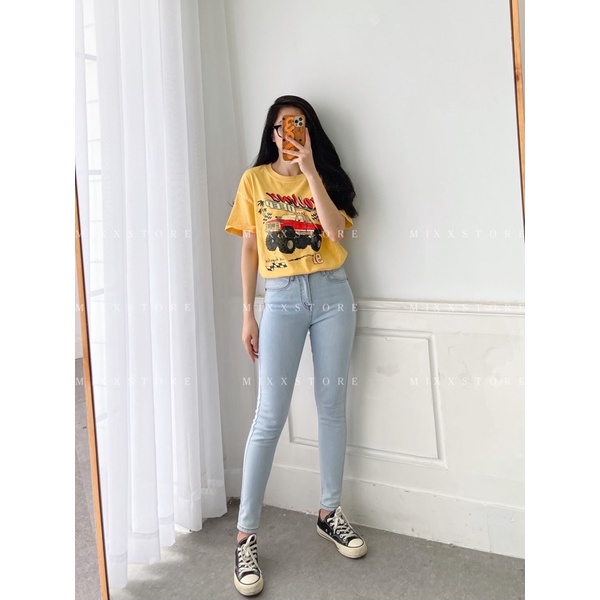 Quần Jean Skinny Lưng vừa ngang rốn G A P ko was chất co giãn thoải mái