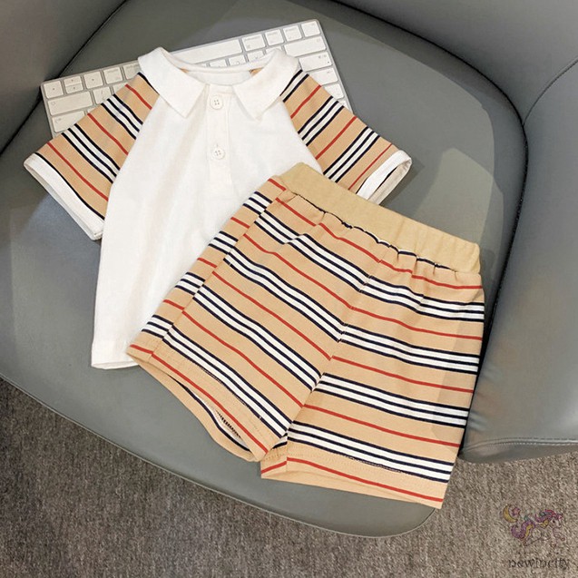 Set Áo Thun Kẻ Sọc + Quần Short Đáng Yêu Cho Bé Trai