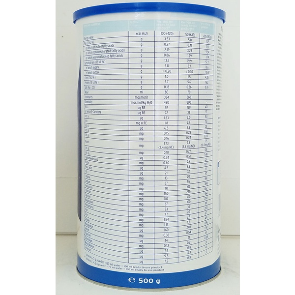 Sữa Fresubin Powder Fibre 500g 2 kcal bột  – Sữa cao năng lượng cho người suy dinh dưỡng