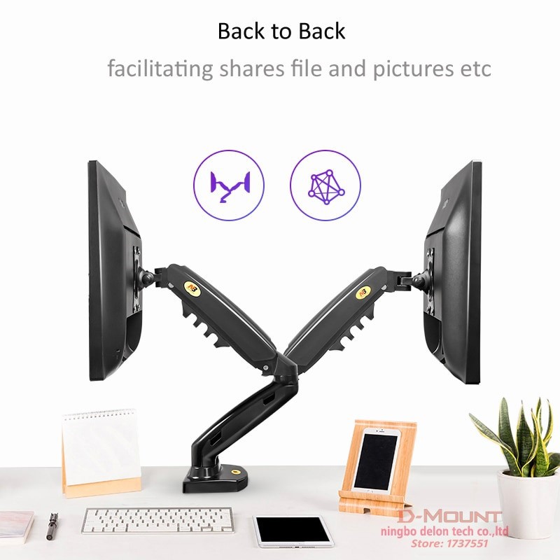 Giá treo màn hình kép NB F160 17-27 inch, tải trọng 9kg mỗi bên, H160 xếp 2 màn hình trên dưới tải 9kg