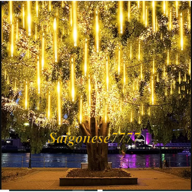 (Chọn Màu) Dài 3 Mét 8 Ống Đèn Led Sao Băng 50 CM-Rèm Đèn Led Chống Nước Trang Trí Tiệc Ngoài Trời Sân Vườn Noel