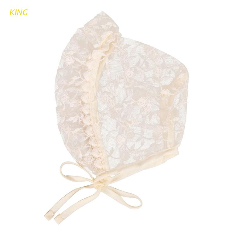 Mũ Trùm Đầu Vải Cotton Phối Ren Hoa Làm Phụ Kiện Chụp Ảnh Cho Bé Sơ Sinh
