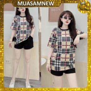 Bô quần đùi ngắn áo in họa tiết caro siêu cá tính QT1305