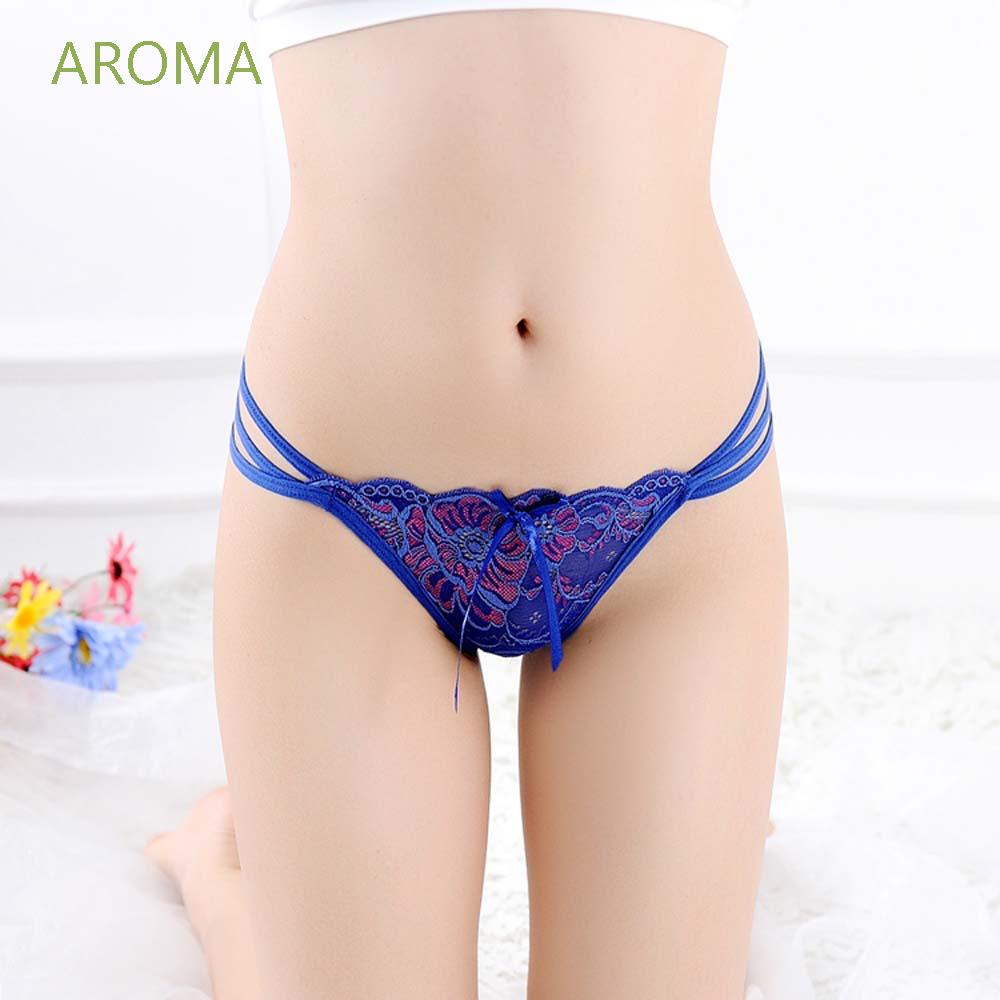 AROMA Seamless Thongs Breathable Lace Underwear Lingerie Lace Nylon Sexy Cross Bowknot Ladies Briefs/Multicolor