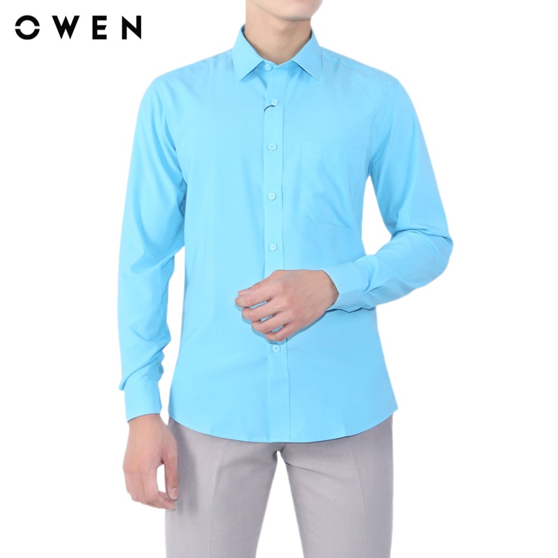 Áo sơ mi dài tay nam Owen Nano Regular Fit Xanh - AR22305DT