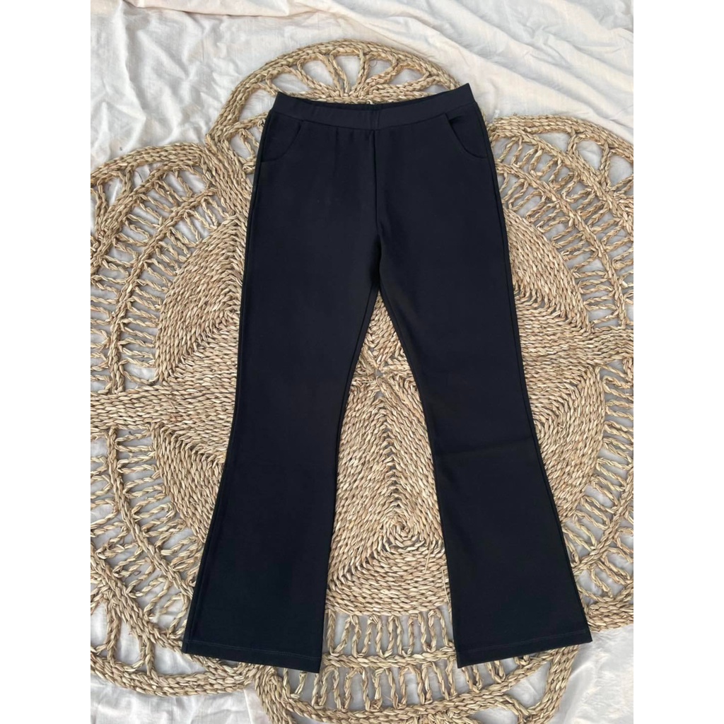 Quần Loe Thun Nữ, quần ống loe lưng cao Cotton co giãn L75