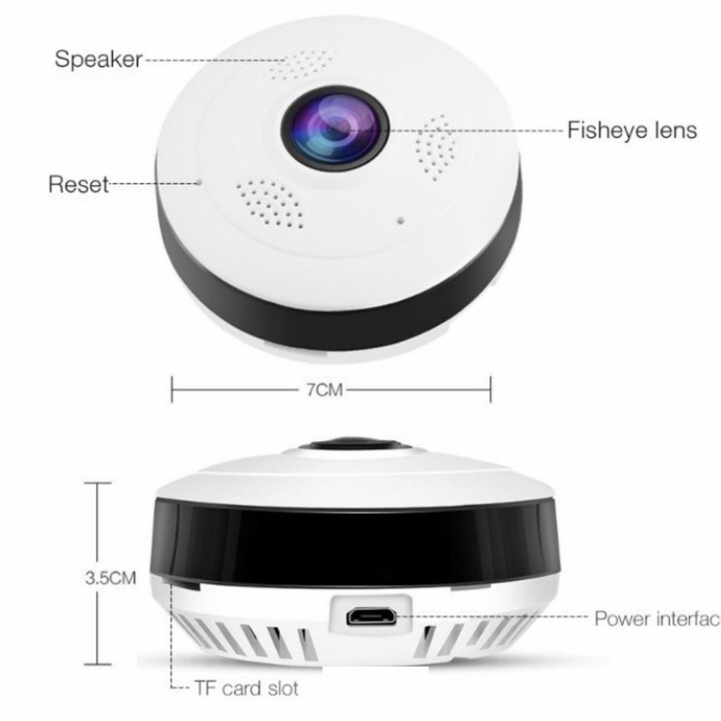 Máy Ảnh Mini Gắn Trần Nhà Quay Toàn Cảnh 360 Full HD V380 IP Camera WiFi Không Dây 1080P - Camera Chống Trộm V380