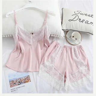 [Siêu Phẩm - Sang Đẹp] Đồ bộ đẹp - Bộ ngủ lụa satin Phối ren