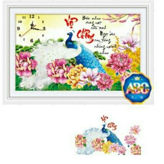 Tranh đá VỢ CHỒNG -ĐỒNG HỒ  (DF368)70×50cm chưa đính.