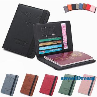 ✨WBB-New Passport Holder Cover Wallet RFID Blocking PU Leather Card Case Multifunctional Card Document Folder