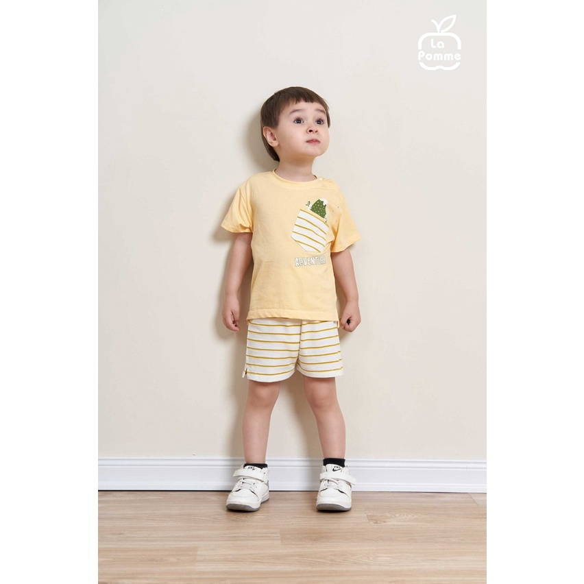 Bộ La Pomme cộc tay Bamboo cotton cao cấp mềm mịn thoáng mát thấm hút tốt túi ngực quả thơm cho bé trai bé gái 12017