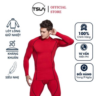 Áo thể thao giữ nhiệt nam TSLA LÓT LÔNG cừu cổ trụ lọ form ôm dành cho tập gym workout đá bóng rổ mùa đông !