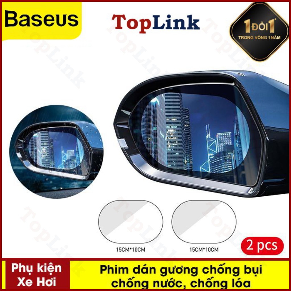 Bộ 2 Miếng Dán Gương Chiếu Hậu Ô Tô Chống Lóa Công Nghệ Nano Trong Suốt Bảo Bệ Chống Mờ Do Sương Mù Và Mưa - Toplink