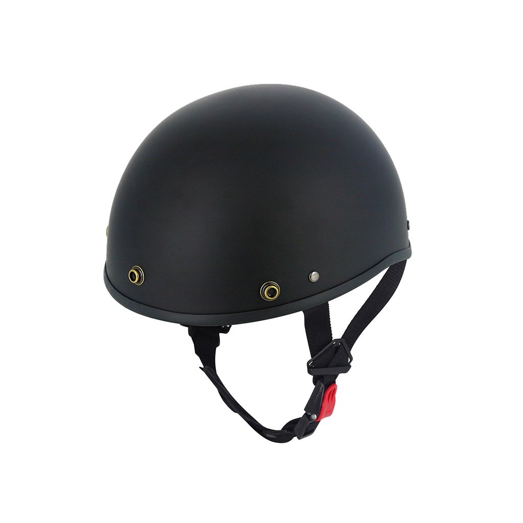 Mũ bảo hiểm 1/2 đầu màu đen, lồng ép nhiệt - kèm kính UV màu bất kì, kinh phi công- ASA HELMETS