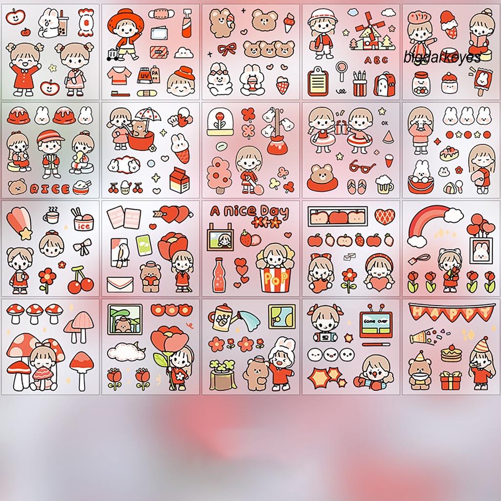 Set 100 Miếng Dán Hoạt Hình Trang Trí Sổ Tay Độc Đáo