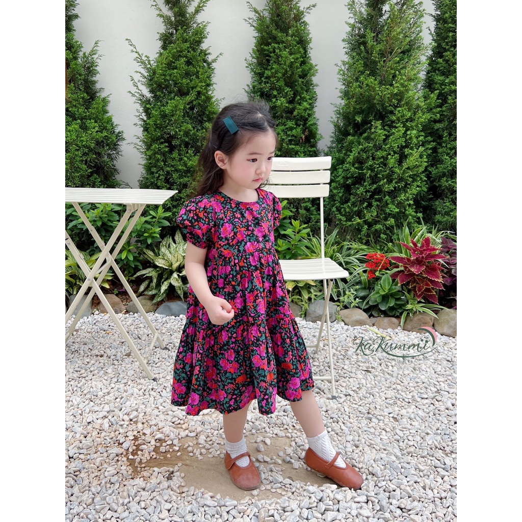 Váy babydoll hoa chất liệu thô Hàn (KM22-VA214) Kakummi