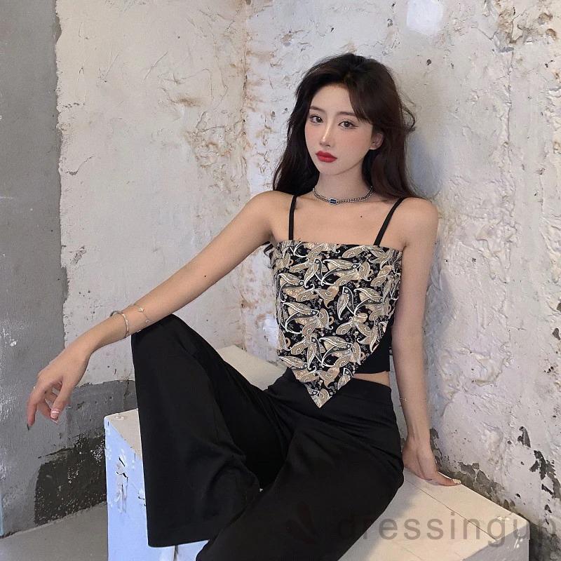 Áo hai dây dáng tam giác in họa tiết thời trang mùa hè cho nữ