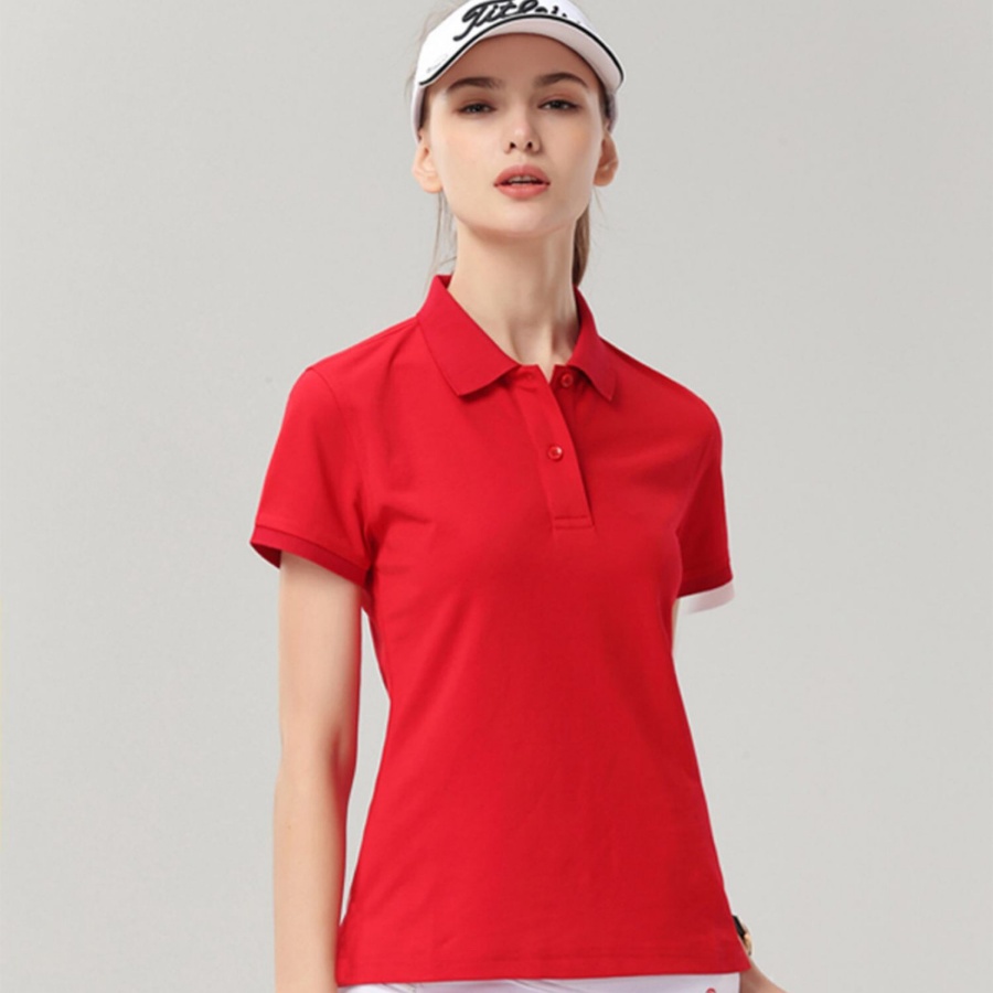 Áo Polo nam nữ chất vải Lascoste co giãn 4 chiều thoáng mát hút mồ hôi, lên form đẹp màu đỏ tươi