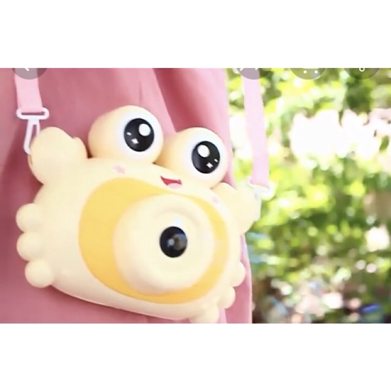 Máy Ảnh Thổi Bong Bóng, máy ảnh thổi xà phòng tự động Phát Nhạc Có Đèn sáng  Dễ Thương tặng dây đeo