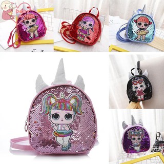 Ba lô mini bằng da PU đính sequin lấp lánh xinh xắn dành cho bé gái