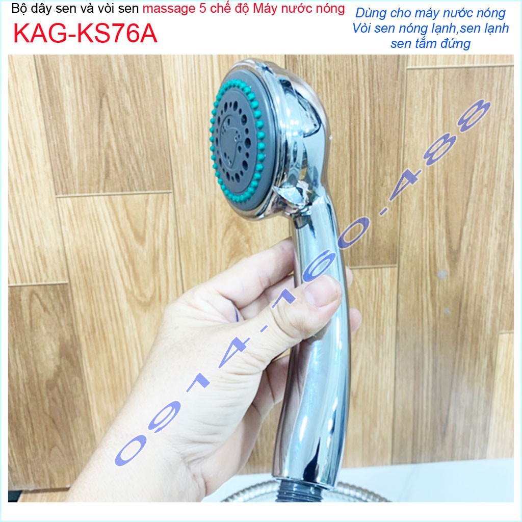 vòi sen máy nước nóng trực tiếp KAG-KS76A, Best sales shower water heater 1 bát sen + 1 dây sen tia nước mạnh siêu bền