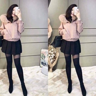 Áo khoác len mũ lông thỏ
