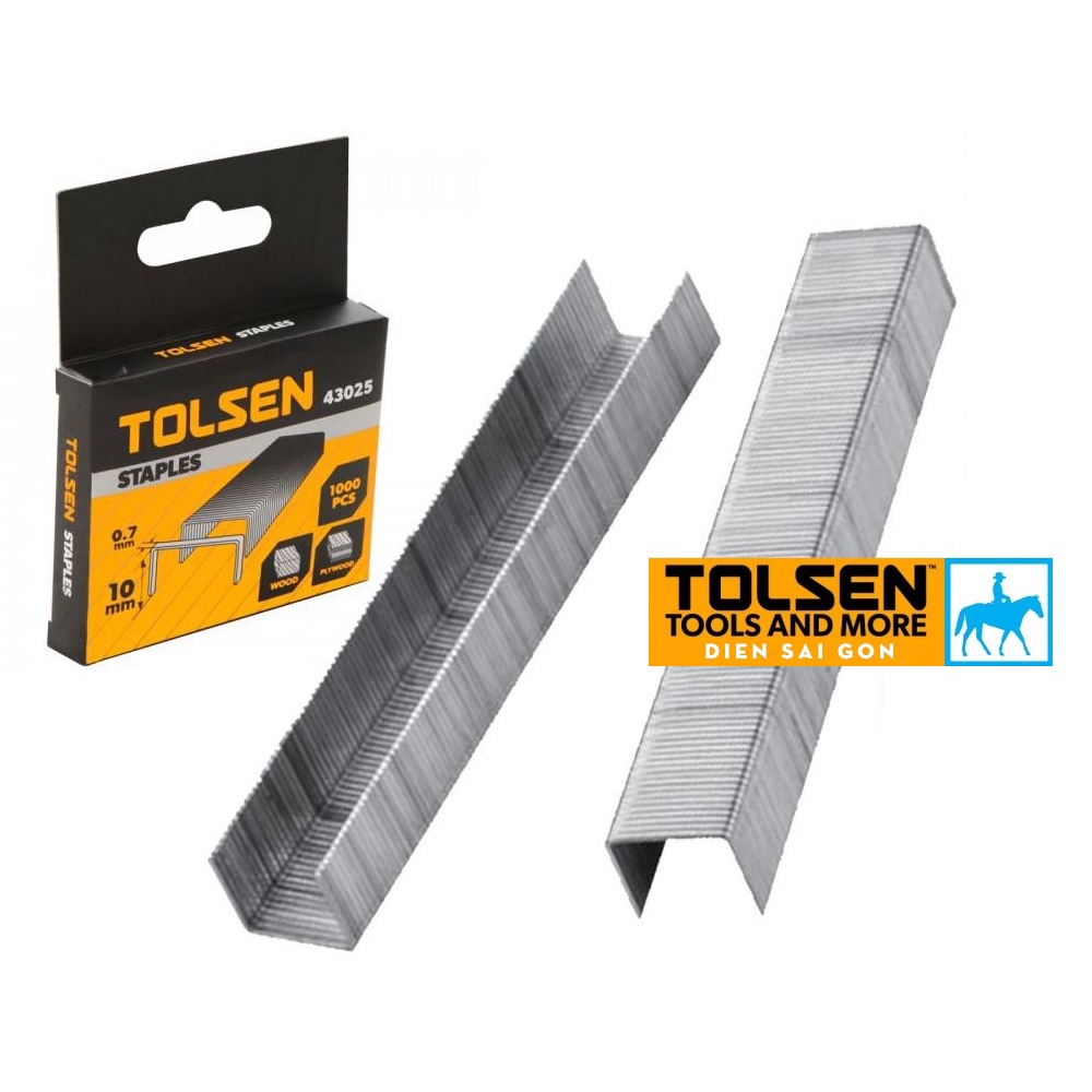 Hộp 1000 đinh ghim chữ U bấm gỗ nhựa bằng thép cứng 1.2mm cao 12mm TOLSEN 43030