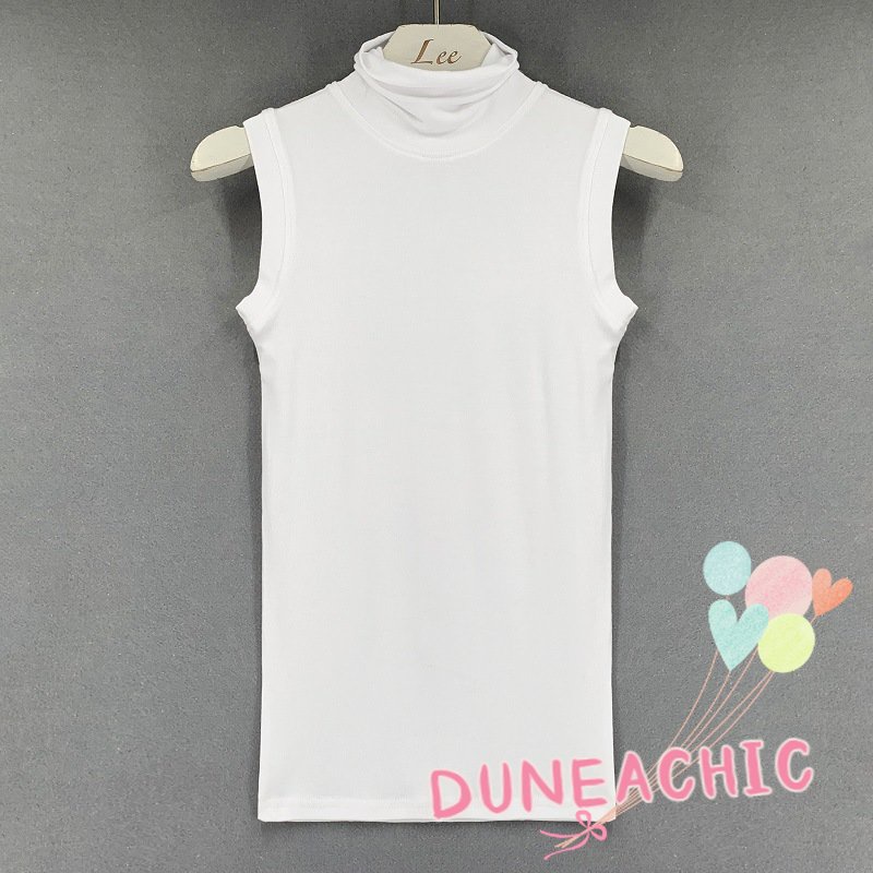DUNEA Áo 830 không tay cổ lọ màu trơn gợi cảm thời trang dành cho nữ