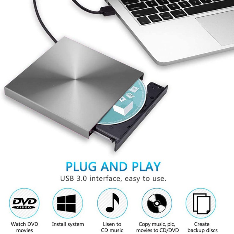 DVD DVD Ổ Đĩa Ngoài Usb 3.0 Cd-Rom Cho Laptop Mac Macbook Win 10 / 8 / 7 / Xp Pc