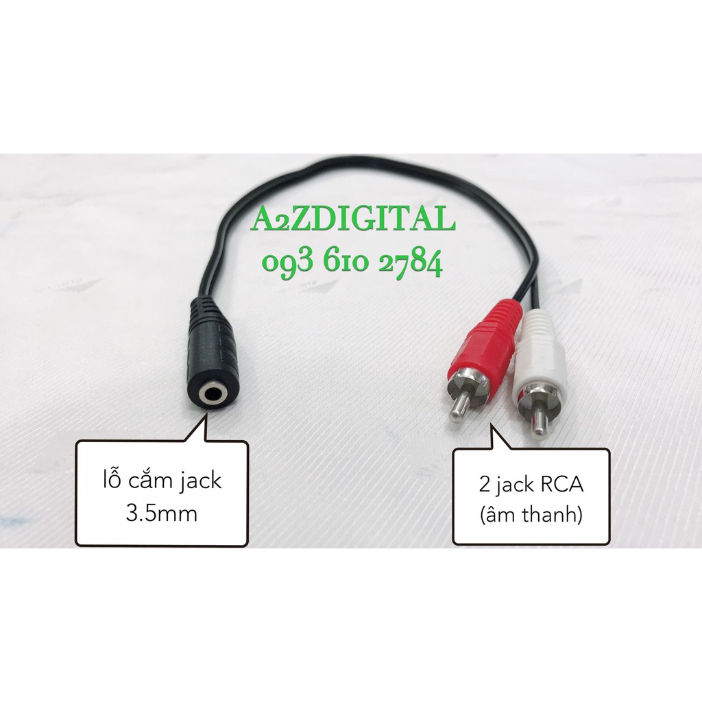 DÂY CHUYỂN TỪ LỖ CẮM 3.5 LY SANG 2 JACK RCA--âm thanh