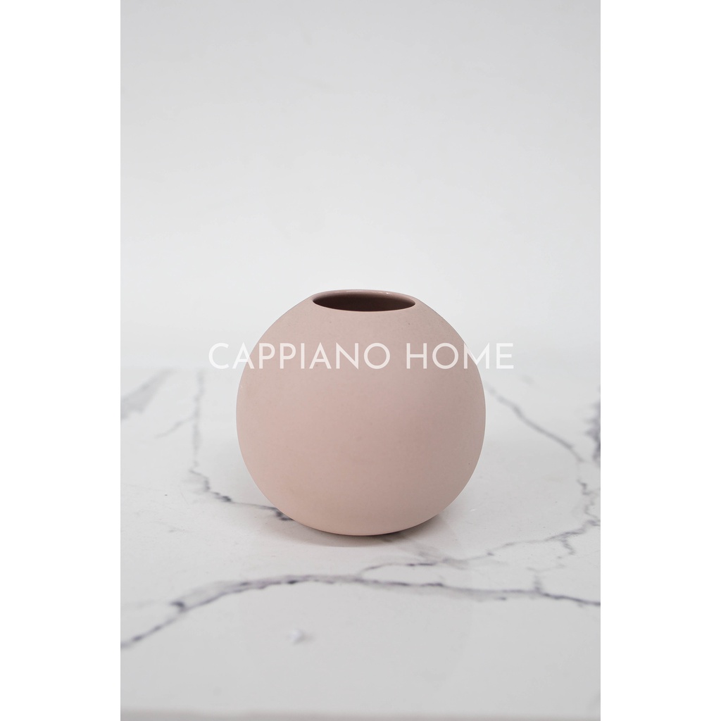 Lọ hoa sứ hình tròn size mini, lọ hoa decor nhà cửa, bình hoa cắm hoa tiện dụng | Cappiano Home