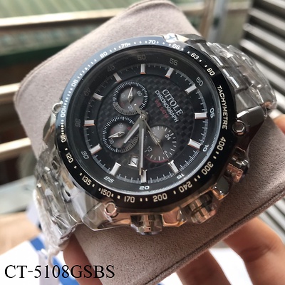 Đồng Hồ Nam Chính Hãng *CITOLE – PARIS*CT - 5108GSBS. Vỏ + Dây Thép Không Gỉ 316L, Kính Saphia, Chịu Nước 10ATM. BH2 Năm