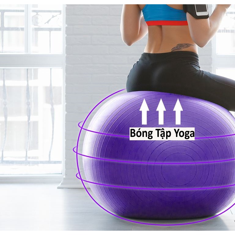 Bóng tập yoga, gym massage 65cm tặng kèm bơm tay cao cấp miDoctor