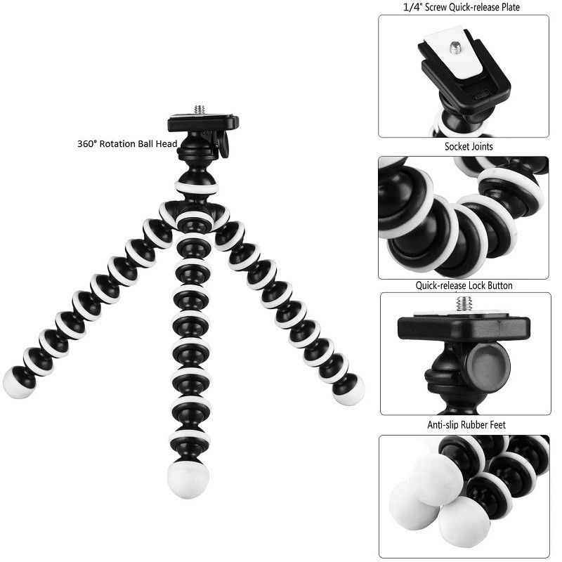 Lammcou Octopus Tripod Universal Flexible Gorillapod Tripods with Phone Holder Clipcompatible with Smartphone Camera