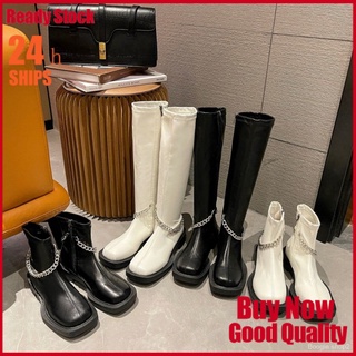 Fashion women's boots chain boots over-the-knee boots soft leather boots bốt leather soft giày s dép bốt dép s
