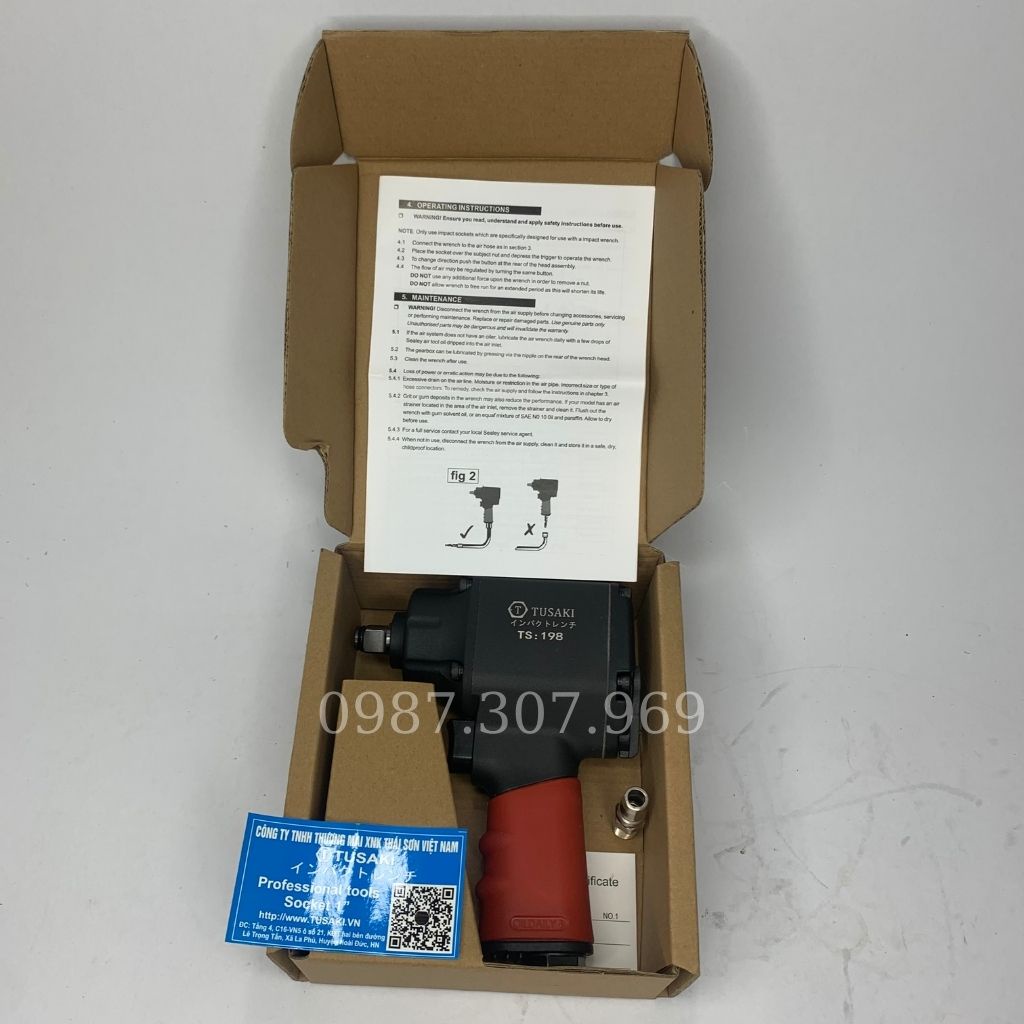 Súng vặn bulong  TUSAKI-198, súng 1/2 inch TUSAKI lùn.