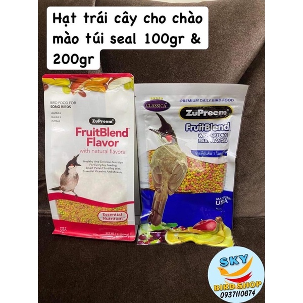 Hạt trái cây cho chào mào Zupreem túi seal 100gr và 200gr ( nhập Mỹ)