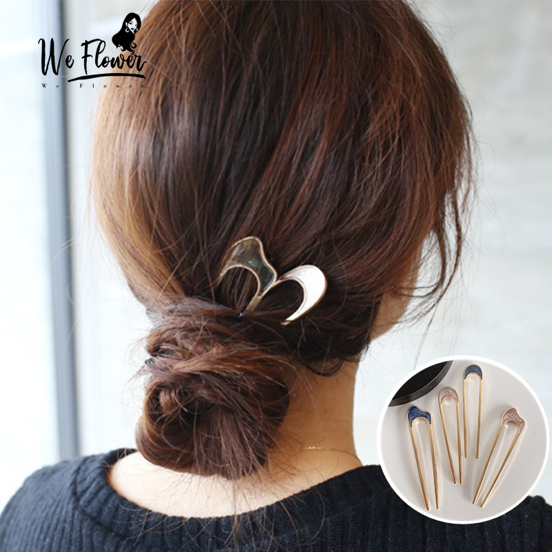 We Flower Trâm cài tóc thiết kế hình chữ U bằng hợp kim phong cách Hàn Quốc