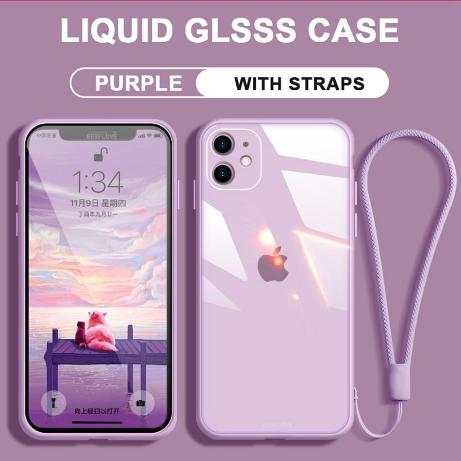 Ốp Điện Thoại Mặt Kính Kèm Dây Đeo Cho Iphone 7 Plus 8 Plus 12 11 Pro Max X Xr Xs 11pro 12pro Max 12mini 7plus 8plus | BigBuy360 - bigbuy360.vn