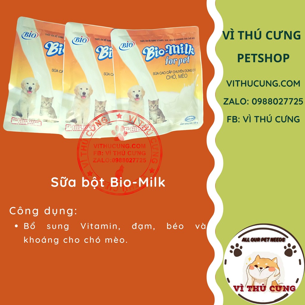 1 GÓI SỮA BIO-MILK CHO CHÓ MÈO GÓI 100g