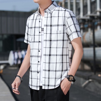 Áo Sơ Mi Tay Ngắn Họa Tiết Sọc Caro Thời Trang Công Sở Cho Nam