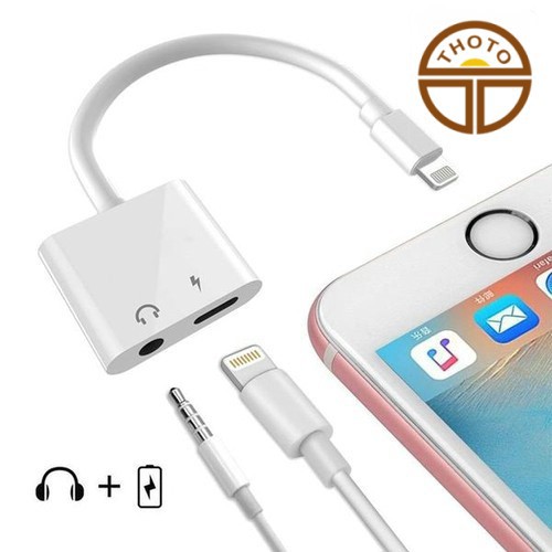 [Bảo hành 12 tháng] Cáp chuyển tai nghe iPhone (Lightning to 3.5mm Adapter) chia 2 jack vừa sạc vừa nghe nhạc